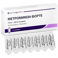 Препарат для лечения заболеваний мочеполового тракта Farmaprim SRL Метромикон Форте, 750мг/200мг, 7 песс.