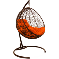 Подвесное кресло M-Group Круг 11050207 (коричневый ротанг/оранжевая подушка)