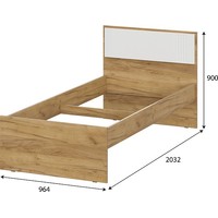 Кровать SV-Мебель Милан 90x200 00-00108377 (дуб золотой/белый матовый)