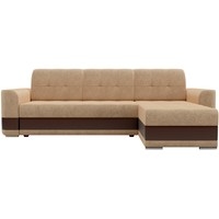 Угловой диван Mebelico Честер 61112 (правый, вельвет бежевый/экокожа коричневый)