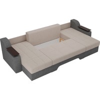 П-образный диван Лига диванов Сенатор 28925 (рогожка, бежевый/серый)