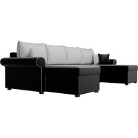 П-образный диван Лига диванов Милфорд 31583 (экокожа, черный/белый)