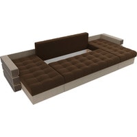 П-образный диван Лига диванов Венеция 100047 (микровельвет, коричневый/бежевый)