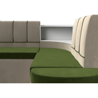 Угловой диван Лига диванов Тефида 114212 (микровельвет, зеленый/бежевый)