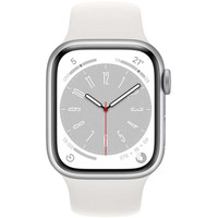 Умные часы Apple Watch Series 8 LTE 45 мм (алюминиевый корпус, серебристый/белый, спортивные силиконовые ремешки S/M + M/L)