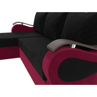Угловой диван Лига диванов Меркурий лайт левый (микровельвет черный/микровельвет бордовый)