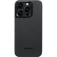 Чехол для телефона Pitaka MagEZ Case 4 для iPhone 15 Pro (600D twill, черный/серый)