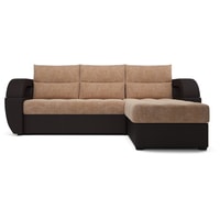 Угловой диван Мебель-АРС Мартин угловой (микровелюр/экокожа, кордрой бежевый/коричневый)