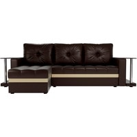 Угловой диван Craftmebel Атланта М угловой 2 стола (нпб, левый, коричневая экокожа)