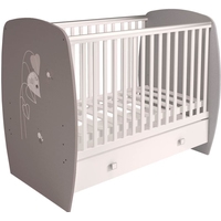 Классическая детская кроватка Polini Kids French 710, Amis, с ящиком (белый/серый)