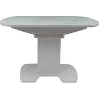Кухонный стол Аврора Корсика фотопечать 120-151.5x80 (мрамор белый 2/белый матовый)