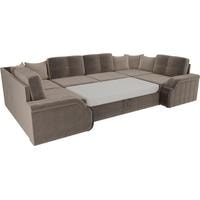 П-образный диван Лига диванов Николь 102983 (велюр, коричневый)
