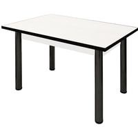 Кухонный стол Solt СТД-12 с обвязкой (белый/кромка черная/ноги черные)