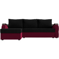 Угловой диван Лига диванов Меркурий лайт левый (микровельвет черный/микровельвет бордовый)