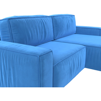 Угловой диван Лига диванов Прага классик правый (велюр, голубой)