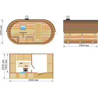 Овалобочка Империал Вуд Овало-бочка, 2 помещения с крыльцом (2.5x4 м)
