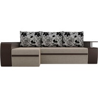 Угловой диван Лига диванов Майами 103025 (левый, микровельвет/экокожа, бежевый/коричневый)
