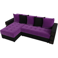 Угловой диван Лига диванов Венеция левый 27955L (микровельвет фиолетовый/черный)