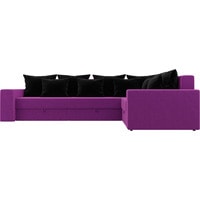 Угловой диван Лига диванов Мэдисон Long 28838 (правый, микровельвет, фиолетовый/черный)