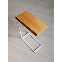 Приставной столик BestLoft 460-WHH (дуб натуральный с обзолом/белый)