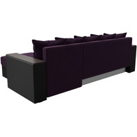 Угловой диван Лига диванов Дубай лайт правый 114155 (велюр фиолетовый/экокожа черный)
