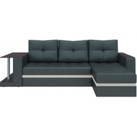 Угловой диван Craftmebel Атланта М угловой (боннель, правый, черная экокожа)