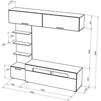 Стенка НК-Мебель Сидней гостиная с 2-мя шкафами-витринами (белый/дуб серый крафт) в Лиде