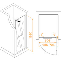 Душевая дверь RGW PA-103B 020810307-24 70 (черный/матовое-сатинат стекло)