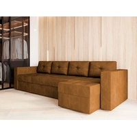 Угловой диван Настоящая мебель Константин Long (правый, боннель, вельвет, коричневый)