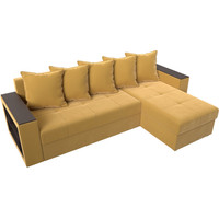 Угловой диван Лига диванов Дубай лайт правый 114165 (микровельвет желтый)