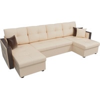 П-образный диван Лига диванов Валенсия 31450 (экокожа, бежевый)