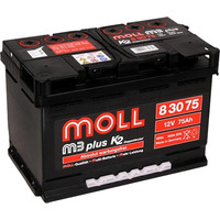 Автомобильный аккумулятор MOLL M3 plus K2 83075 (75 А·ч)