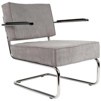 Интерьерное кресло Zuiver Ridge Rib с банкеткой и подлокотником (серый/хром)