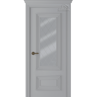 Межкомнатная дверь Belwooddoors Палаццо 2 60 см (мателюкс белый витраж 39, эмаль светло серый)