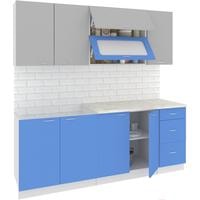 Готовая кухня Кортекс-мебель Корнелия Мара 2.0м (серый/синий/королевский опал)