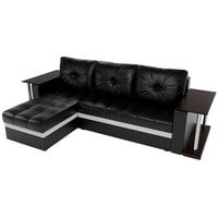 Угловой диван Craftmebel Атланта М угловой 2 стола (боннель, левый, черная экокожа)