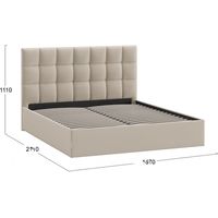 Кровать Трия Эмбер универсальный тип 1 с ПМ и заглушиной 160x200 (велюр Confetti Cream)