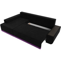 Угловой диван Лига диванов Чикаго левый 110754L (микровельвет черный/подушки фиолетовые)