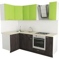 Готовая кухня Хоум Лайн Луиза Люкс 1200x2300 угловой (флитвуд серая лава/зелёный лайм)