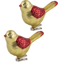 Елочная игрушка Золотая сказка Птичка золотая с красными крыльями 2 шт в Витебске
