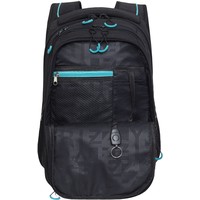 Школьный рюкзак Grizzly RU-338-1 (черный/бирюзовый)