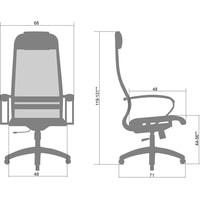 Кресло Metta SU-1-BP Комплект 11, Pl тр/сечен (резиновые ролики, красный)