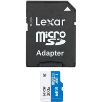Карта памяти Lexar LSDMI64GB1EU300A microSDXC 64GB + адаптер