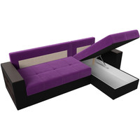 Угловой диван Лига диванов Дубай лайт правый 114185 (микровельвет фиолетовый/экокожа черный)