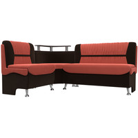 Угловой диван Лига диванов Сидней 263 левый 107380 (микровельвет, коралловый/коричневый)