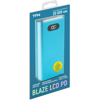 Внешний аккумулятор TFN Blaze LCD PD 20000mAh (голубой)