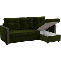 Угловой диван Mebelico Валенсия (вельвет, зеленый)