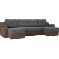 П-образный диван Лига диванов Сенатор 28931 (рогожка, серый/коричневый)