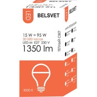 Светодиодная лампочка Belsvet LED-M A65 E27 15 Вт 3000 К