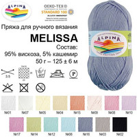 Пряжа для вязания Alpina Yarn Melissa 50 г 125 м №06 (бл.голубой)